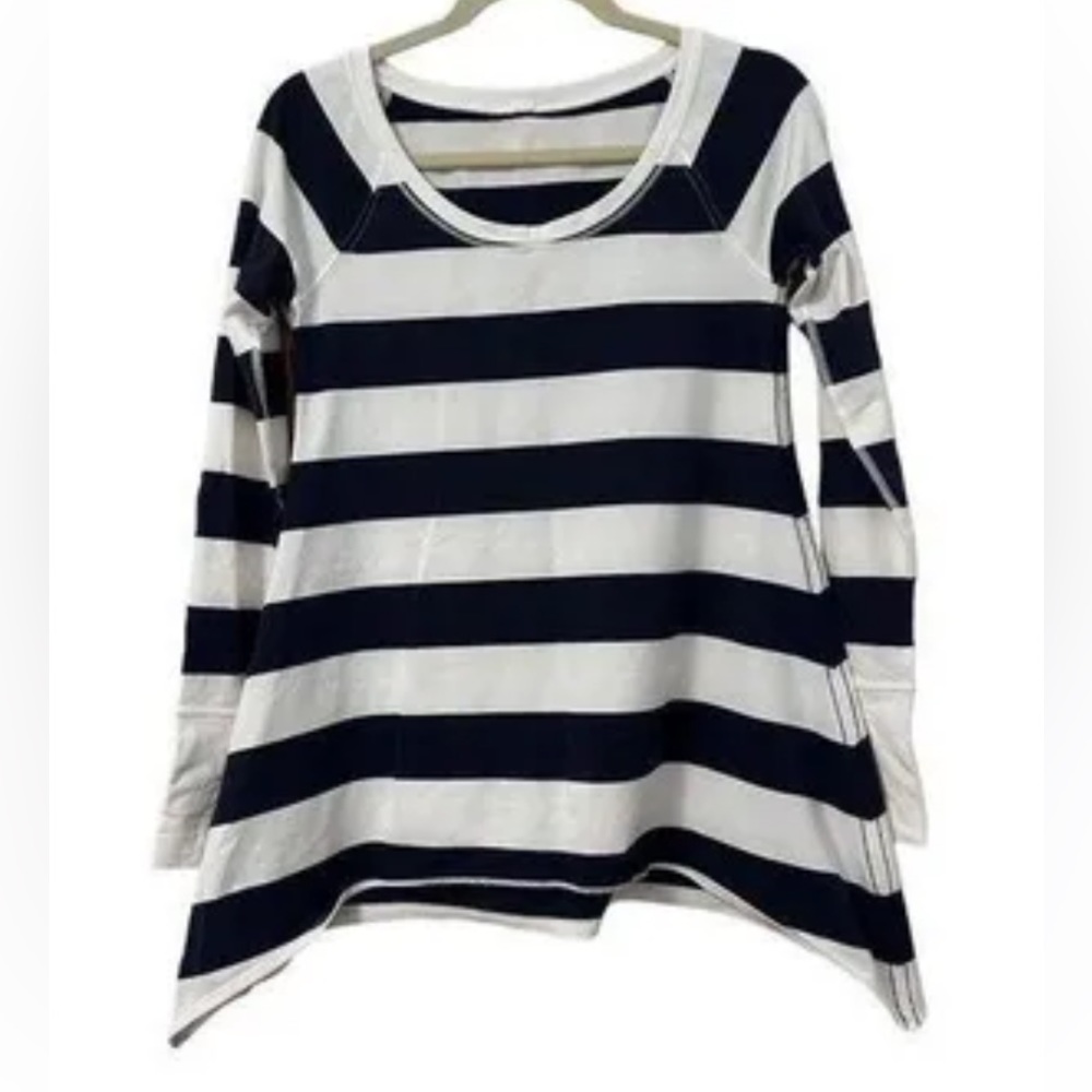 Lululemon Asymmetrical Tunic Navy & White Nautical Stripe  Top